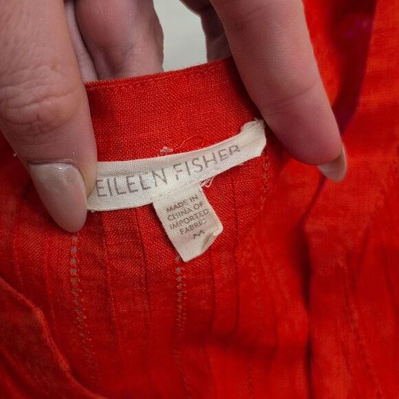Eileen Fisher bright orange Handkerchief Irish Linen top size M - Picture 3 of 9